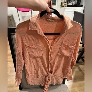 Tied front long sleeve top